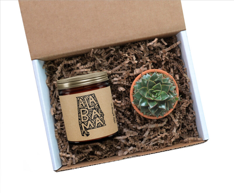 Alabama Personalized Soy Candle and Succulent Gift