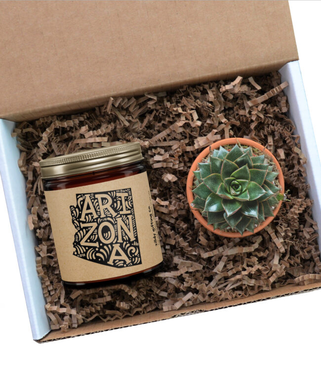 Arizona Personalized Soy Candle and Succulent Gift