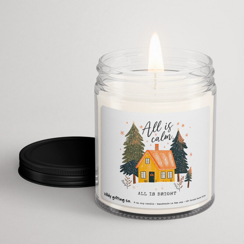 All Is Calm All Is Bright Personalized Soy Candle Gift • Christmas Holidays