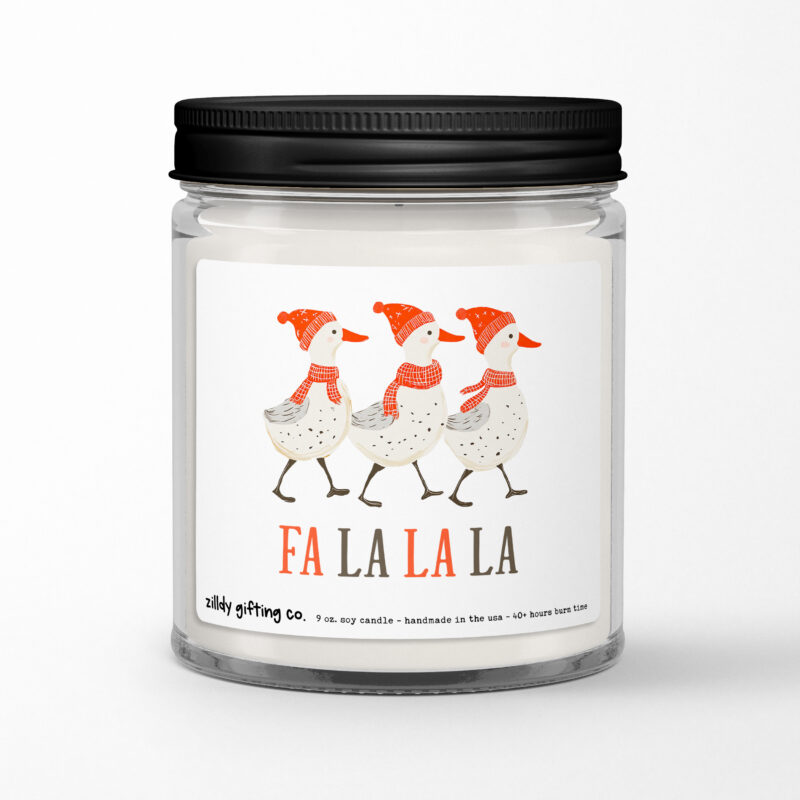 Fa La La La with Festive Ducks Personalized Soy Candle Gift • Christmas Holidays