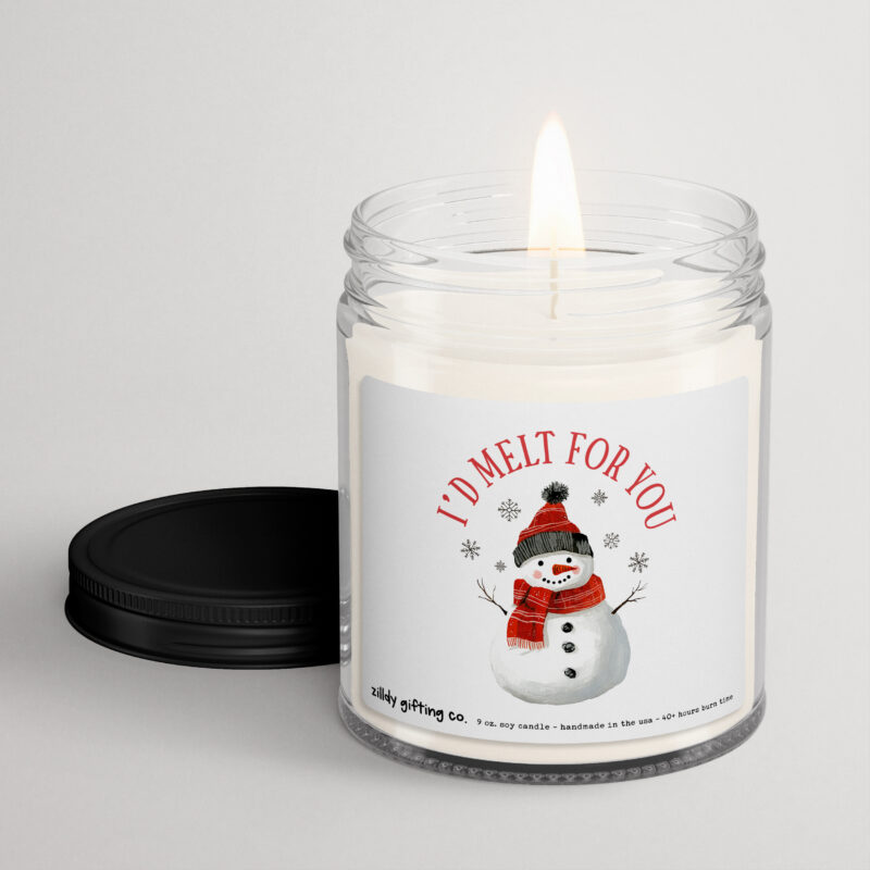 I'd Melt For You with Snowman Personalized Soy Candle Gift • Christmas Holidays