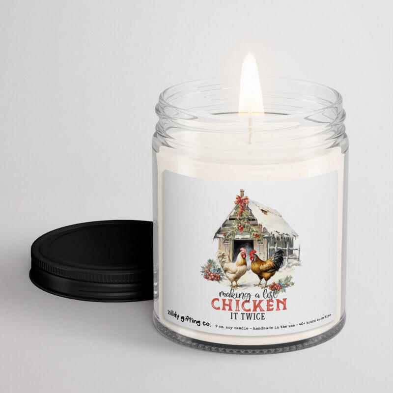 Making a List Chicken It Twice Personalized Soy Candle Gift • Christmas Holidays