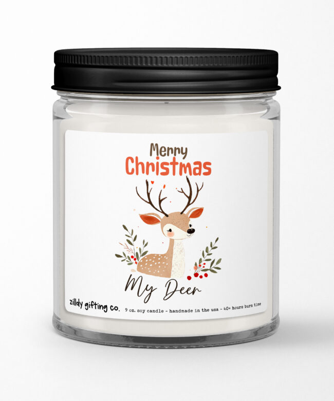 Merry Christmas My Deer Personalized Soy Candle Gift • Christmas Holidays