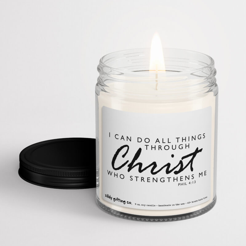 I Can Do All Things Through Christ • Philippians 4:13 • Personalized Soy Candle Gift