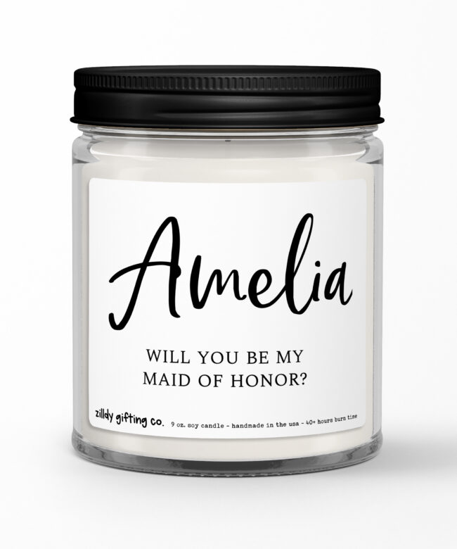 Will You Be My Maid of Honor? • Personalized Soy Candle Gift