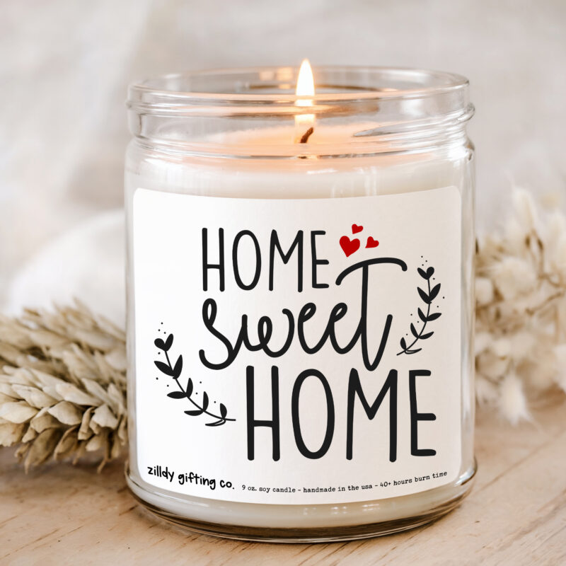 Home Sweet Home with Hearts Personalized Soy Candle and Succulent Gift - Image 2