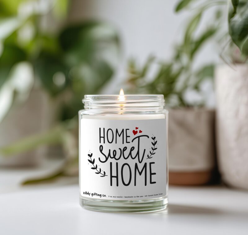 Home Sweet Home with Hearts Personalized Soy Candle and Succulent Gift - Image 2