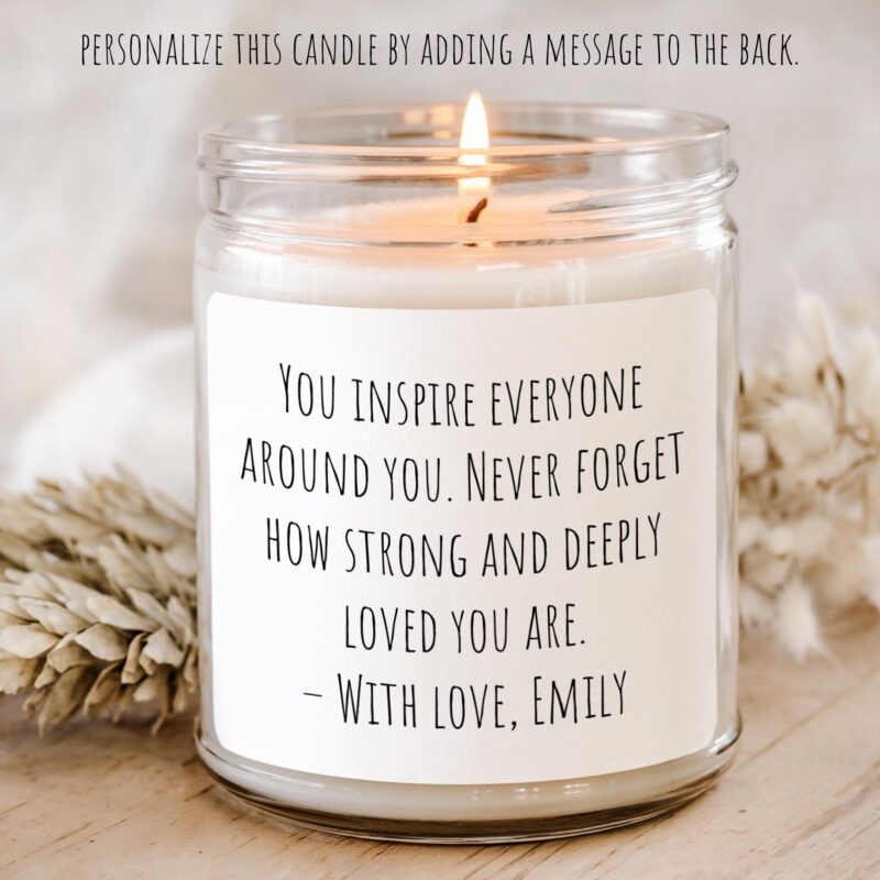 Personalized Proverbs 31:25 - She Is Clothed With Strength... Soy Candle and Succulent Gift - Image 3