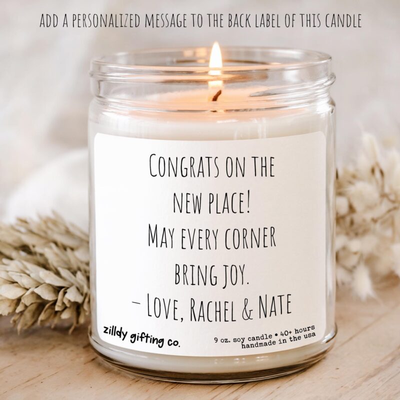 Home Sweet Home with Hearts Personalized Soy Candle and Succulent Gift - Image 3