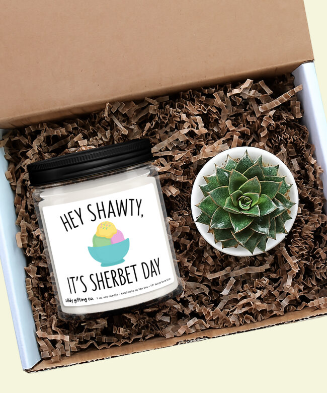Hey Shawty It's Your Birthday Personalized Soy Candle and Succulent Gift