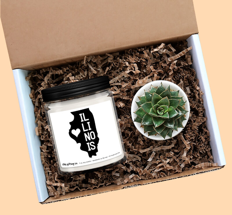 Illinois Personalized Soy Candle and Succulent Gift