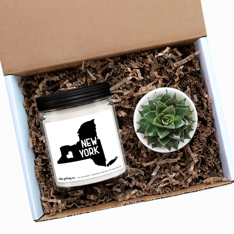 New York Personalized Soy Candle and Succulent Gift