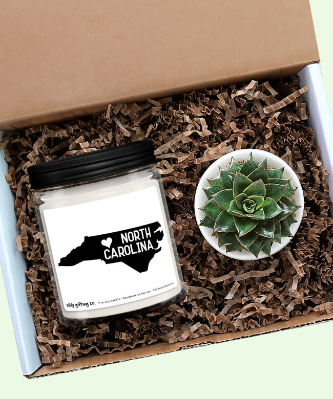North Carolina Personalized Soy Candle and Succulent Gift