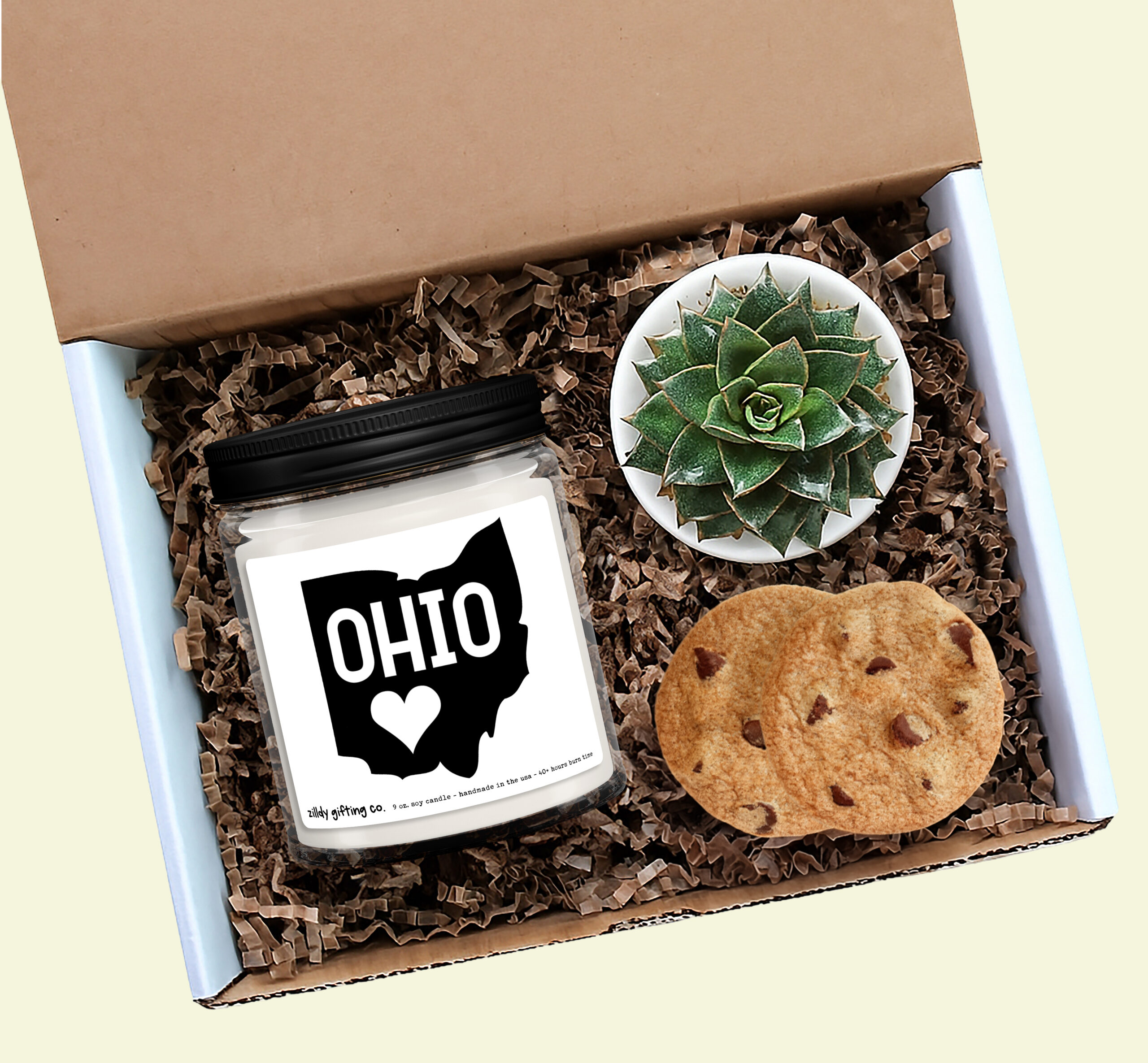 Ohio Personalized Soy Candle and Succulent Gift
