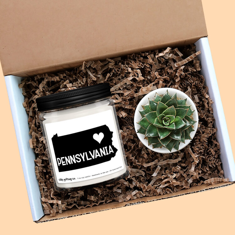 Pennsylvania Personalized Soy Candle and Succulent Gift