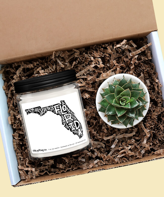 Florida Personalized Soy Candle and Succulent Gift