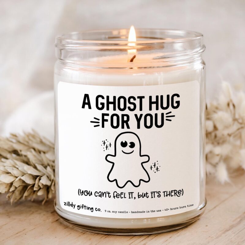 A Ghost Hug For You, You Can't Feel It, But It's There - Personalized Soy Candle and Succulent Gift - Image 2