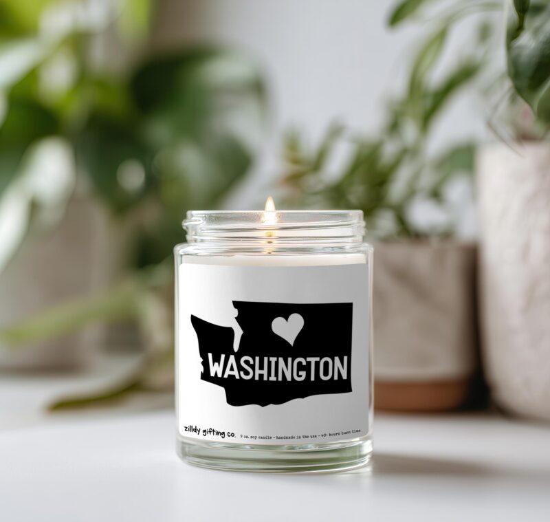 Personalized Washington State Gift Box: Soy Candle, Succulent, Cookies - Handmade - Image 4