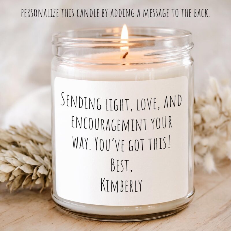 Encouragement Gift Box, “Light This for Some Encourage mint”, Personalized Soy Candle, Succulent & Cookies, Self Care Gift for Friend - Image 3