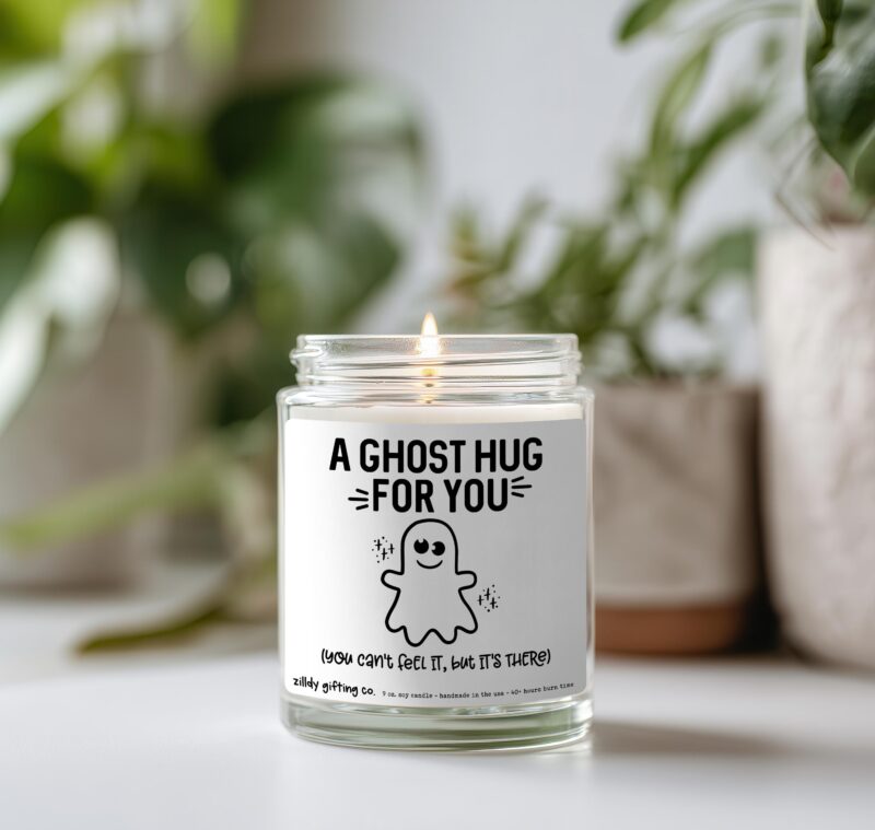 A Ghost Hug For You, You Can't Feel It, But It's There - Personalized Soy Candle and Succulent Gift - Image 4