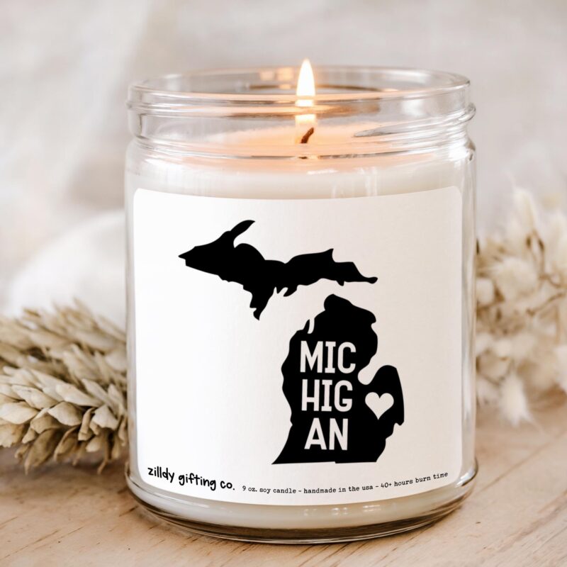 Michigan Personalized Soy Candle and Succulent Gift - Image 2
