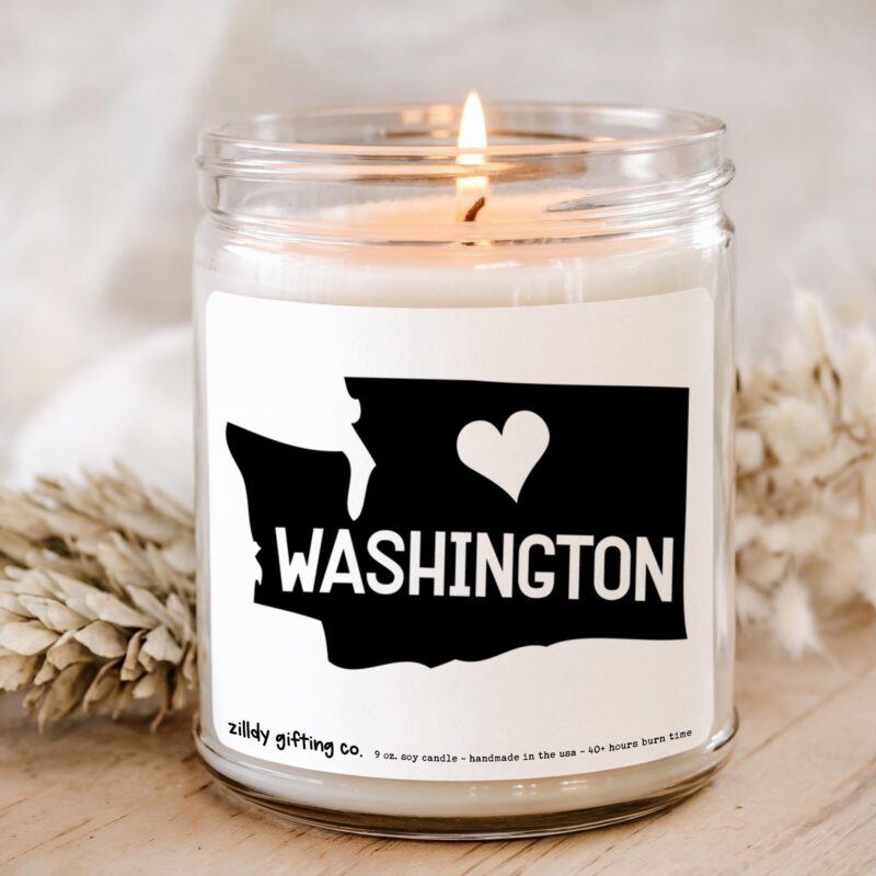 Personalized Washington State Gift Box: Soy Candle, Succulent, Cookies - Handmade - Image 2
