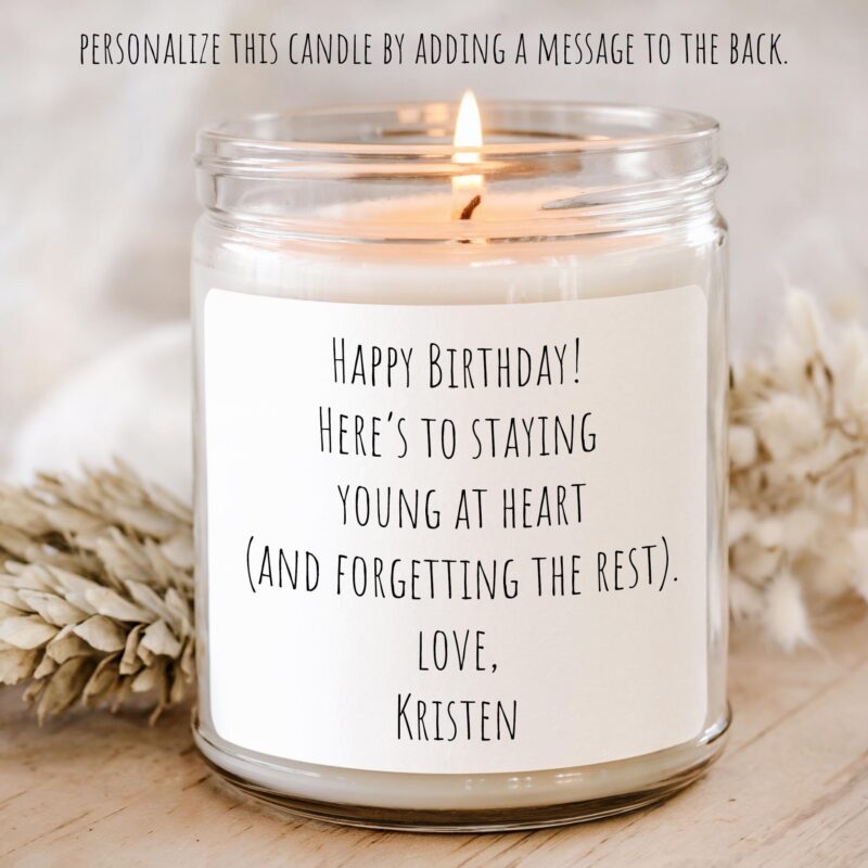 Funny Birthday Candle Gift Box – “You’re Only As Old As You Remember You Are” – Soy Candle with Succulent & Cookies - Image 3