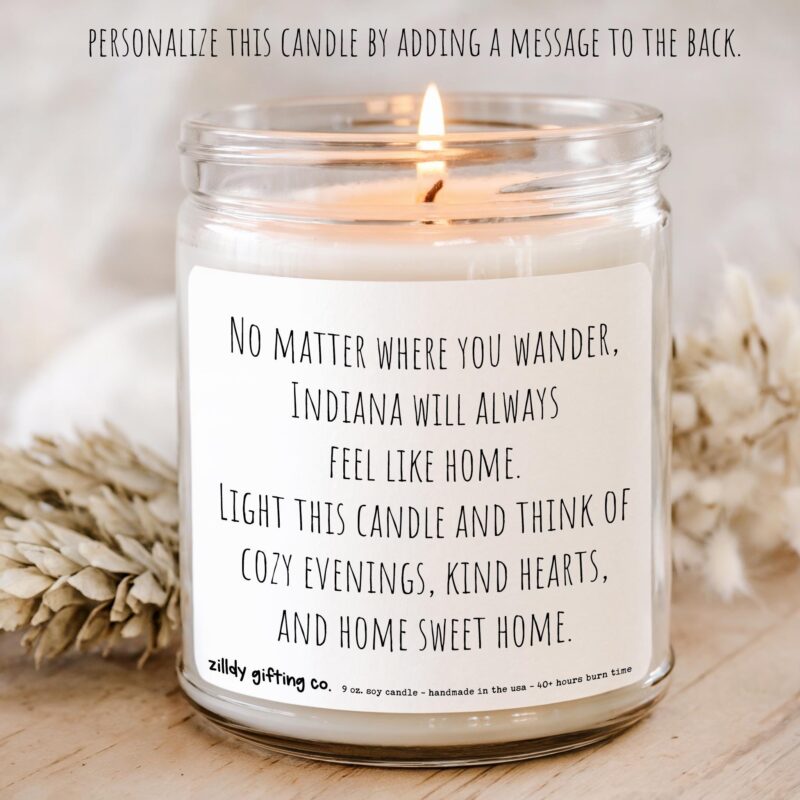 Indiana Candle, Succulent Gift Box with Cookies, Personalized 9oz Handmade Soy Candle, State Pride Gift, Housewarming, Thinking of You - Image 3