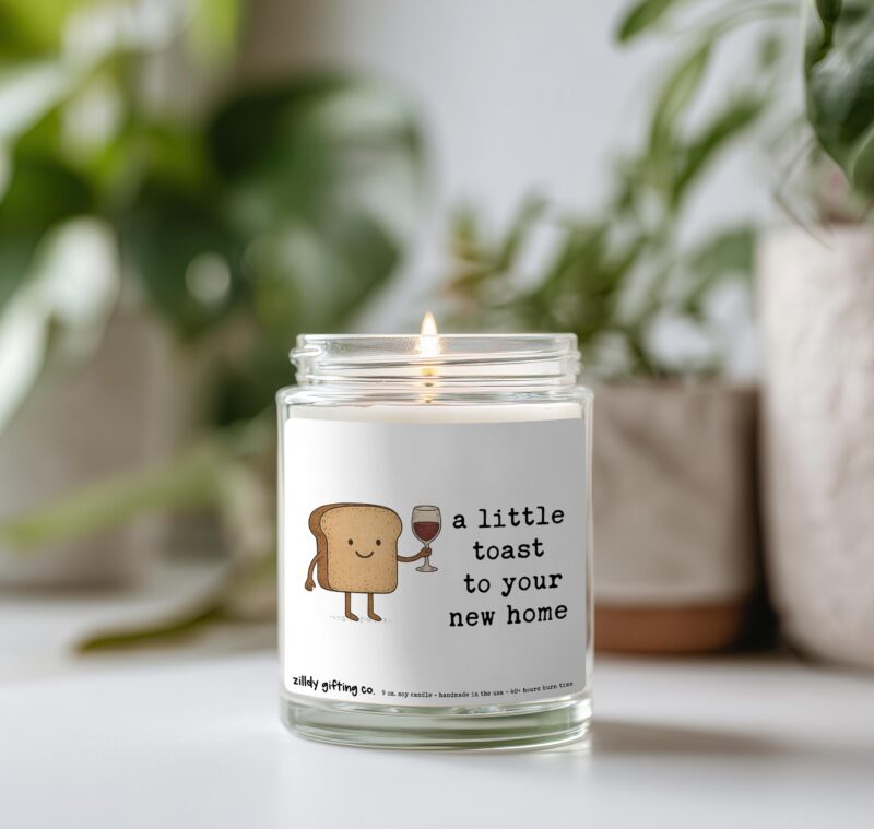 Cute Housewarming Gift Box “A Little Toast to Your New Home”, Soy Candle, Succulent & Cookies - Image 4