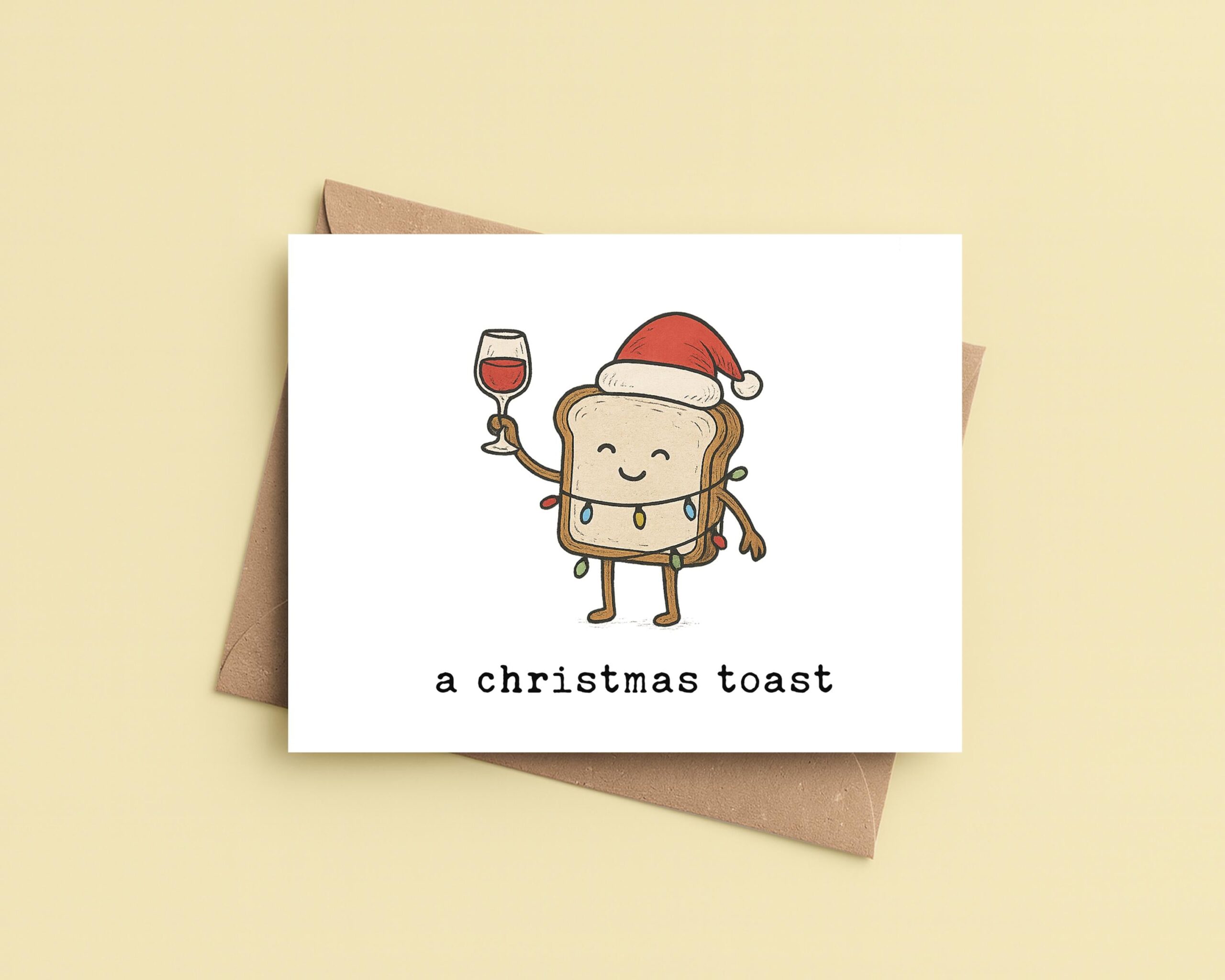 Funny Christmas Card – “A Christmas Toast” Pun with Wine Greeting - Image 5