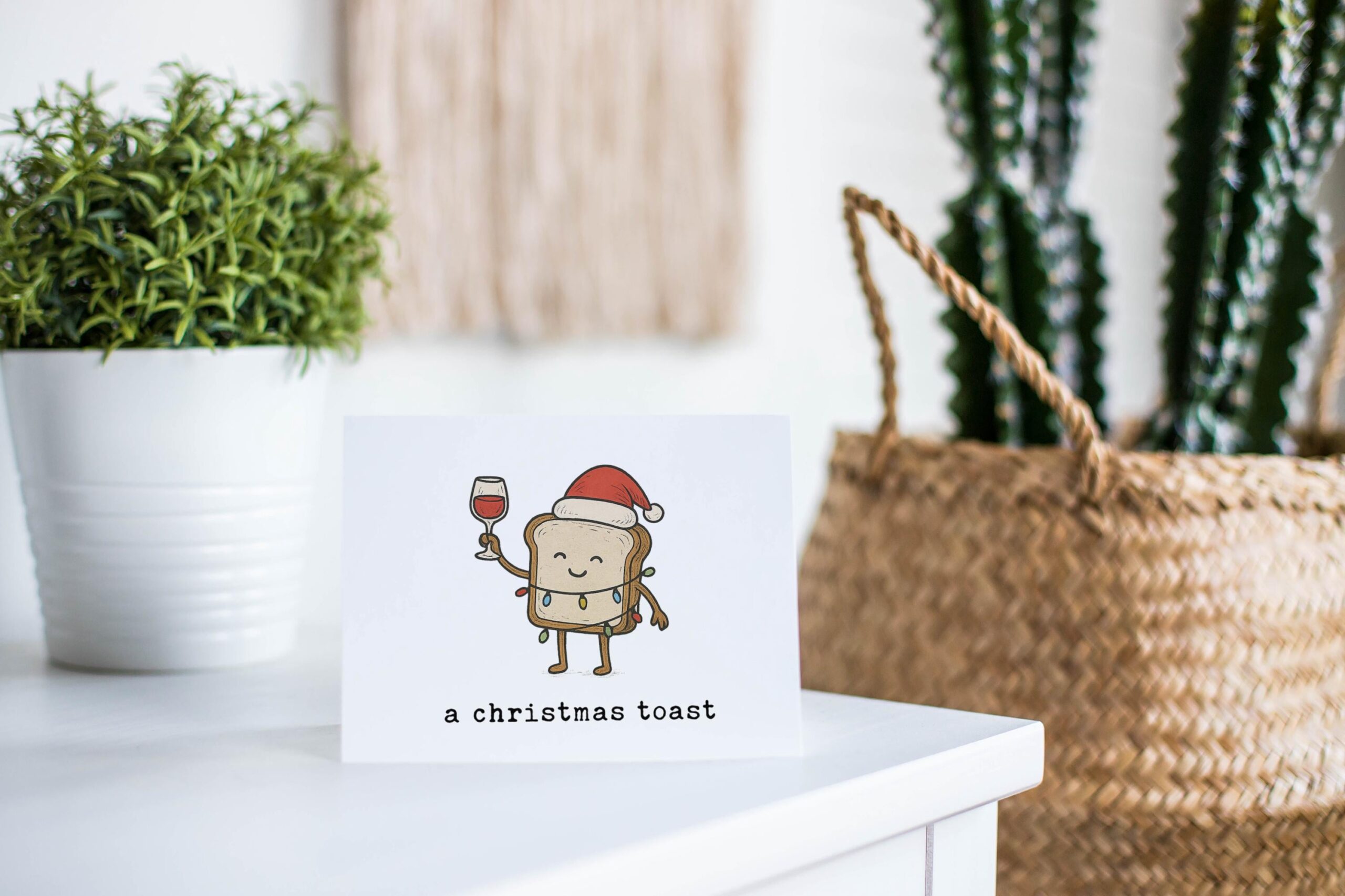 Funny Christmas Card – “A Christmas Toast” Pun with Wine Greeting - Image 2